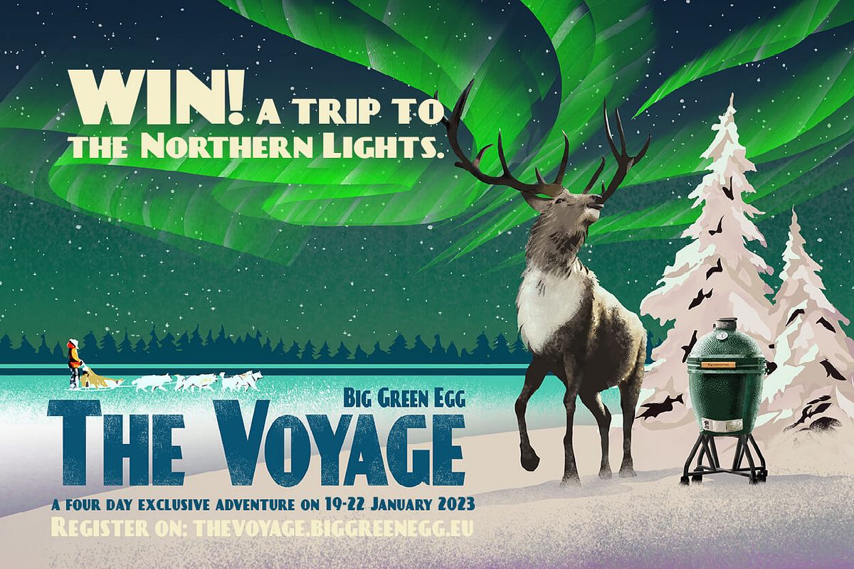 Gewinnen sie eine Reise für 2 nach Lappland beim Kauf von Big Green Egg Artikeln bei Grills.de im Wert von 250€