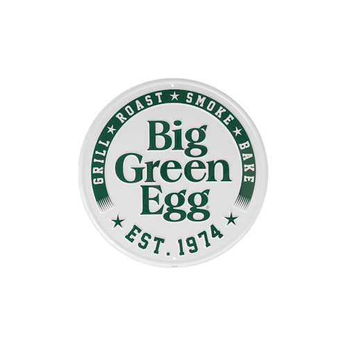Big Green Egg Texttafel rund weiß - Est. 1974